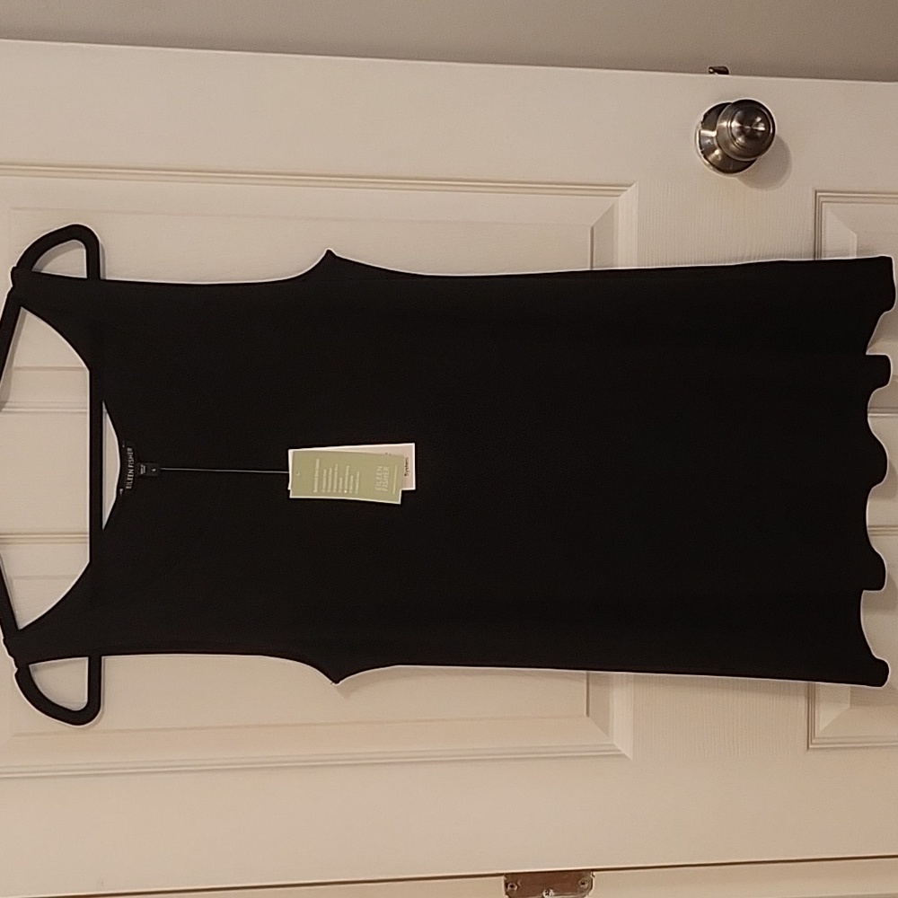 NWT Eileen Fisher Black Silk Size Large Scoop Neck Long Tunic